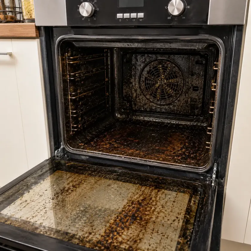 Professionally cleaned oven and kitchen surfaces in a Birmingham home